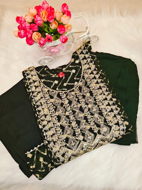 NECK HEAVY WORK KURTI SET KS034